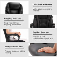 Hbada Ergonomic Desk Chair Executive Office Chair PU Leather Swivel Desk Chairs,Adjustable Height High-Back Reclining Chair with Padded Armrest and Footrest, Black