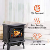 Electric Fireplace Heater, 20" Indoor Fireplace Stove with Thermostat & Realistic Flame Effect, 1500W Freestanding Portable Space Heater, Overheat Auto Shut Off Safety Function, CSA Certified
