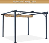ABCCANOPY 10 x 10 Steel Retractable Pergola Gazebo, Weather-Resistant Rip-Lock Canopy for Your Patio Garden Yard, Khaki