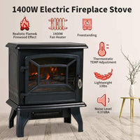 Electric Fireplace Heater, 20" Indoor Fireplace Stove with Thermostat & Realistic Flame Effect, 1500W Freestanding Portable Space Heater, Overheat Auto Shut Off Safety Function, CSA Certified