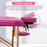 Massage Table Portable Spa Bed Foldable 73 Inch Height Adjustable Massage Bed w/Carry Case 2 Fold Tattoo Salon Table Lash Bed w/Sheet Cradle Cover 2 Bolster Hanger Facial, Pink