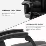 Hbada Ergonomic Desk Chair Executive Office Chair PU Leather Swivel Desk Chairs,Adjustable Height High-Back Reclining Chair with Padded Armrest and Footrest, Black
