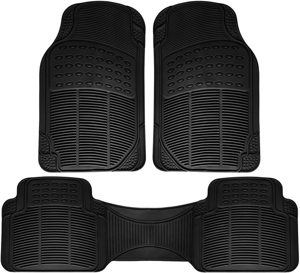 ABCOREHOLIC Car Floor Mats - All-Weather, Non-Slip, Odorless Rubber - Universal Fit Best for Car SUV Truck Van, Heavy Duty, Ridged Liner Protection Great for Catching Spills & Easy Rinse
