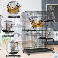 Cat Cage Cat Crate Kennels Pet Playpen Large 3-Tier 48" Height Kitten House Furniture with Wheels Wire Metal Pet Enclosure w/2 Front Doors 2 Ladders 2 Platforms Bed Hammock Cat Condo for Ferret Kitty