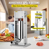 Happybuy Manual Sausage Stuffer Maker 5L Capacity Two Speed Vertical Meat Filler Stainless Steel with 5 Stuffing Tubes, Commercial and Home Use