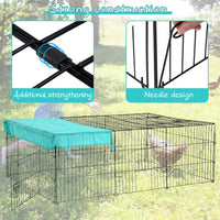 Chicken Coop Rabbit Cage Pet Playpen Large Portable Outdoor Metal Pet Cage Enclosure with Door & Cover Waterproof Pet Exercise Pen for Rabbits, Chickens, Cats, Ducks, Small Animals