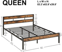 LIKIMIO Queen Bed Frame with Headboard, Platform Metal Bed Frame Queen with 14 Heavy Duty Steel Slats, More Sturdy, Noise-Free, No Box Spring Needed