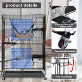 Cat Cage Cat Crate Kennels Pet Playpen Large 3-Tier 48" Height Kitten House Furniture with Wheels Wire Metal Pet Enclosure w/2 Front Doors 2 Ladders 2 Platforms Bed Hammock Cat Condo for Ferret Kitty
